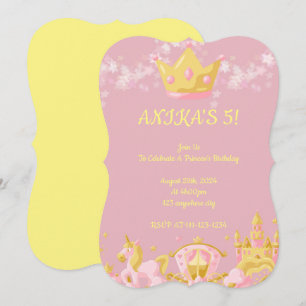 Princess pink girl birthday invitation 