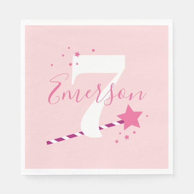 Princess Pink Girls  Birthday Party Napkin (Front)