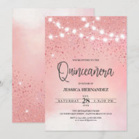 Princess Pink Glitter Sparkles Lights Quinceañera