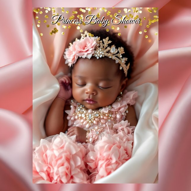Princess Pink Gold Baby Girl Shower Ethnic Invitation (Creator Uploaded)
