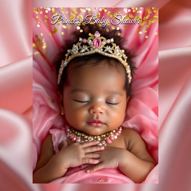 Princess Pink Gold Baby Girl Shower Ethnic Tiara Invitation (Creator Uploaded)
