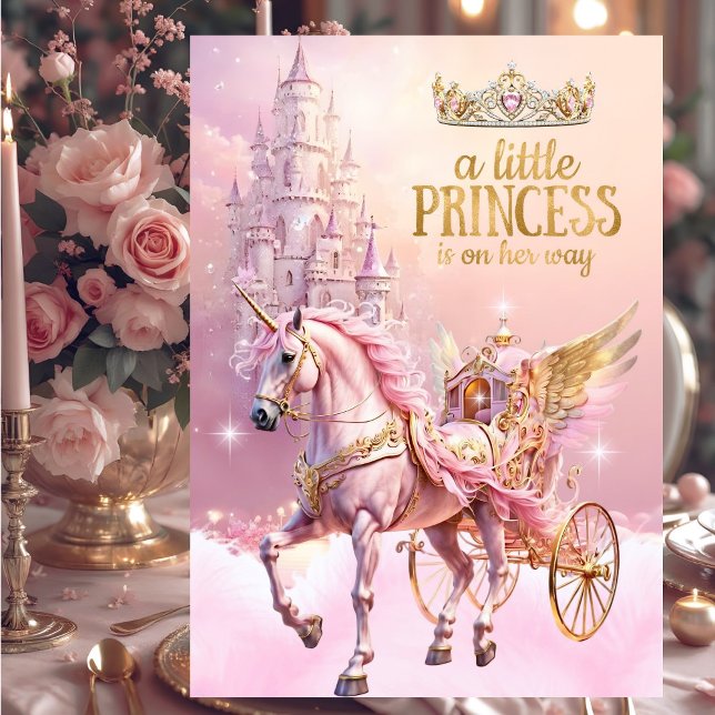 Princess Pink gold Baby Shower Carriage Invitation (Creator Uploaded)