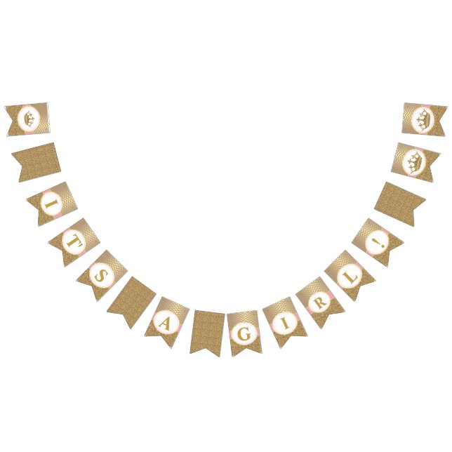 Princess Pink Gold Banner Its a Girl Baby Shower (All)