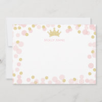 Princess Pink Gold Glitter Polka Dots Stationery