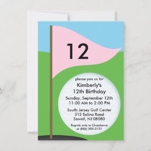 Princess Pink Let's Bogie Mini Golf Birthday Party Invitation