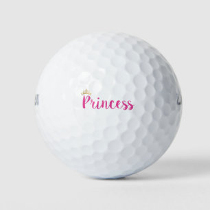 Princess Pink Script Font Crown Golf Balls