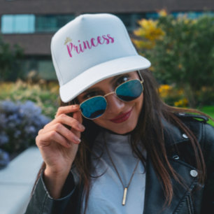 Princess Pink Script Font Crown Trucker Hat