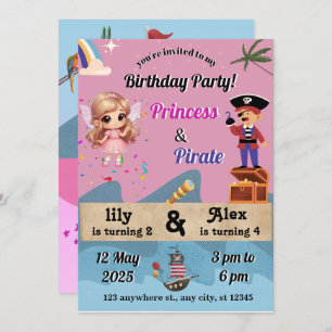 princess & pirate invitations