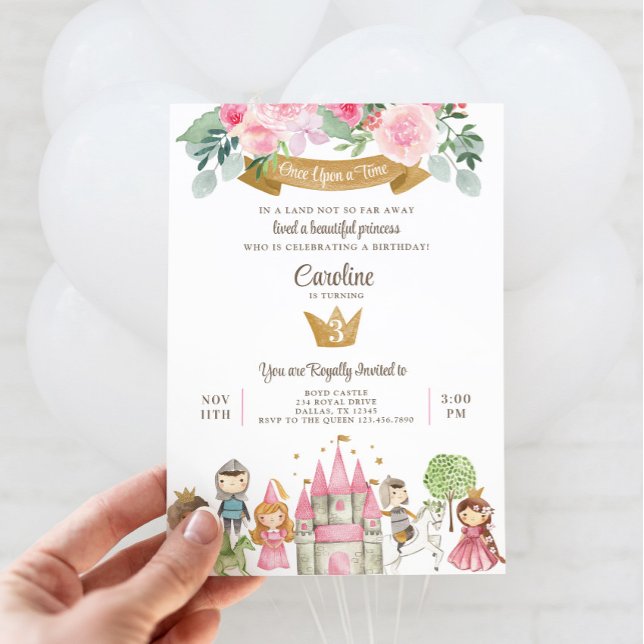 Princess, Prince and Knight Birthday Invitation (Princess and Knight Invitation)