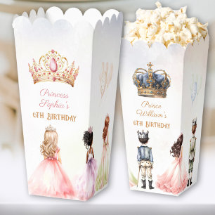 Princess Prince Crown Twins Royal Birthday Popcorn Favour Box