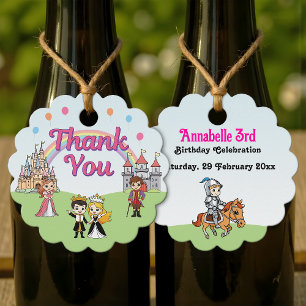 Princess & Prince Fairytale Castle Cute Thank You Favour Tags