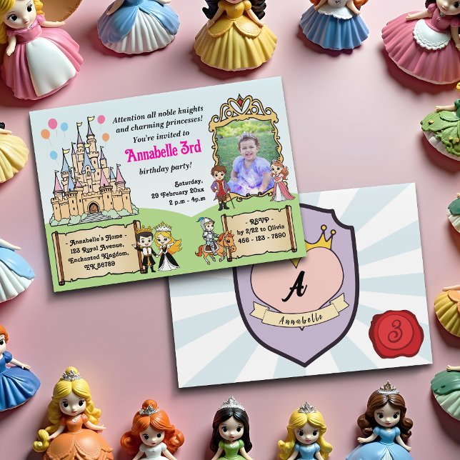 Princess & Prince Fairytale Castle Photo Birthday Invitation (Creator Uploaded)