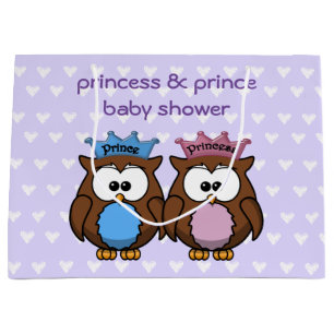 princess & prince owl  baby shower gift bag