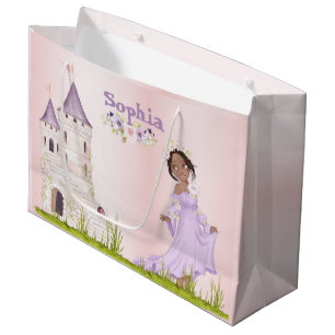 Princess Purple Castle Dark Hair Birthday Large Gift Bag