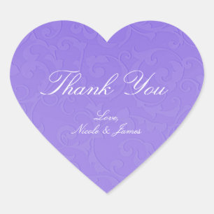 Princess Purple Damask Storybook Elegant Wedding Heart Sticker