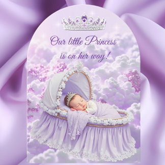 Princess Purple Lilac Baby Shower Tiara Invitation