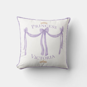 Princess Purple Watercolor Name Gold Crowns Girly Cushion