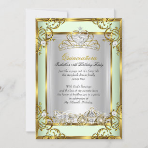 Princess Quinceanera 15th Birthday Mint Green Invitation