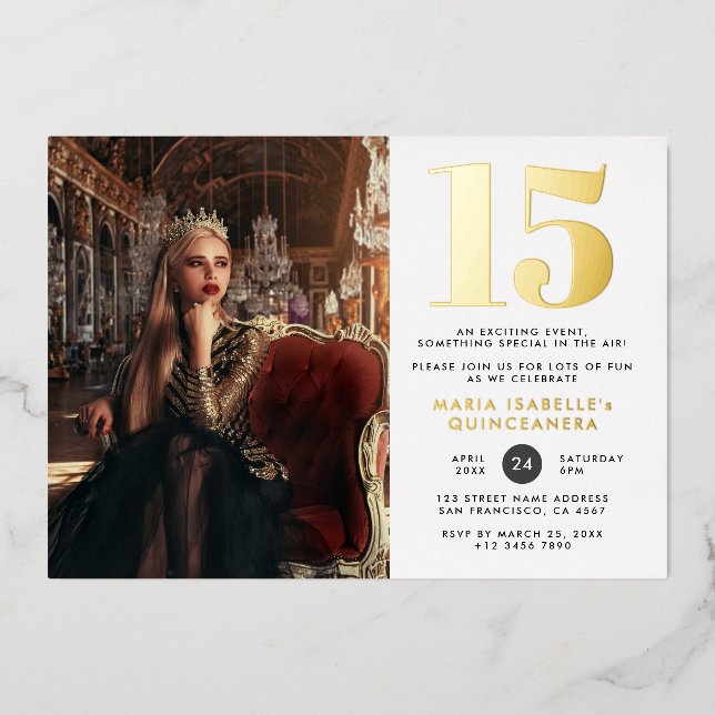 Princess Quinceañera Birthday Vintage Red & Gold (Front)