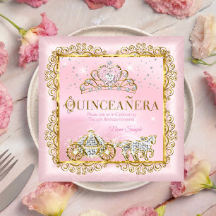 Princess Quinceañera magical Blush Pink Gold Invitation