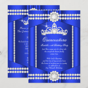 Princess Quinceanera Royal Blue Diamond Tiara Invitation