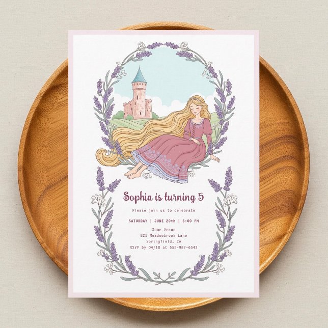 Princess Rapunzel Floral Lavender Birthday Invitation (Creator Uploaded)