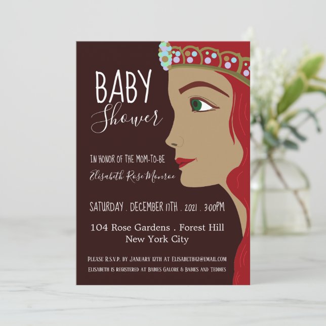 Princess Red Baby Shower Invitation (Standing Front)