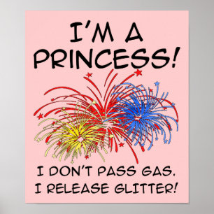 Princess Release Glitter Funny Poster Sign