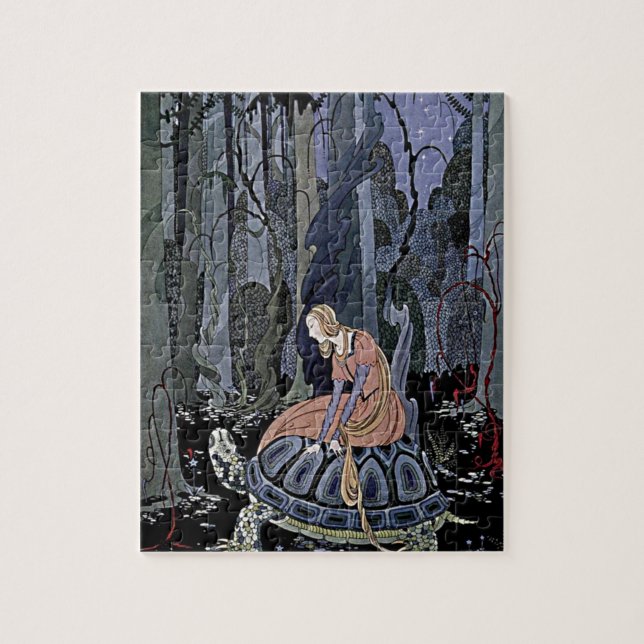 Princess Rides a Turtle Illustration Jigsaw Puzzle (Vertical)