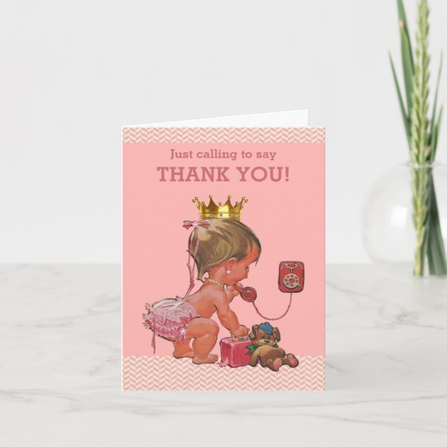 Princess Ringing To Say Thank You Baby Shower Card (Front)