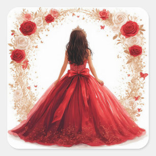 🌹 Princess Rose Art Gift For Girls And Fairytale Square Sticker