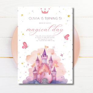 Princess Royal Birthday Magical Day Pink Castle Invitation