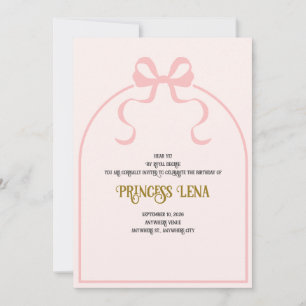 Princess Royal Decree Birthday Invitation Pink Bow