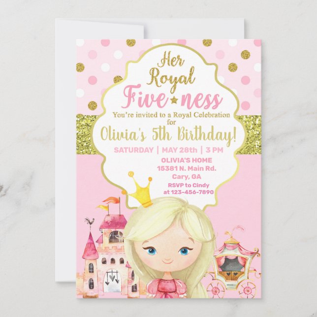 Princess royal fiveness girl birthday invitation. invitation (Front)