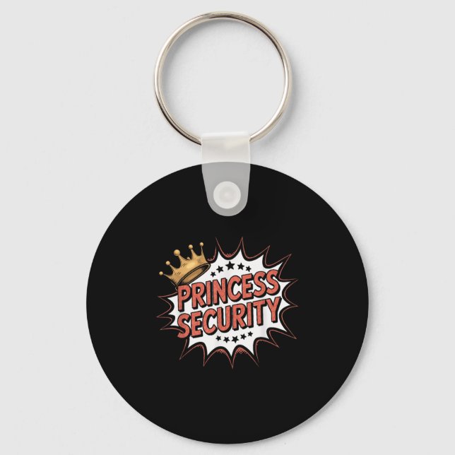 Princess Security Retro Birthday Dad &amp; Mum Boy Key Ring (Front)