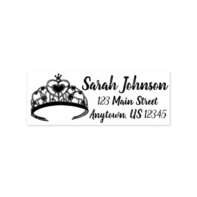 Princess Silver Tiara Royalty Queen Crown Address Rubber Stamp (Imprint)