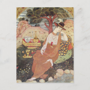 Princess sitting in a garden, Safavid Dynasty Postcard