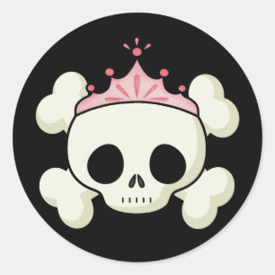 Princess Skull Classic Round Sticker