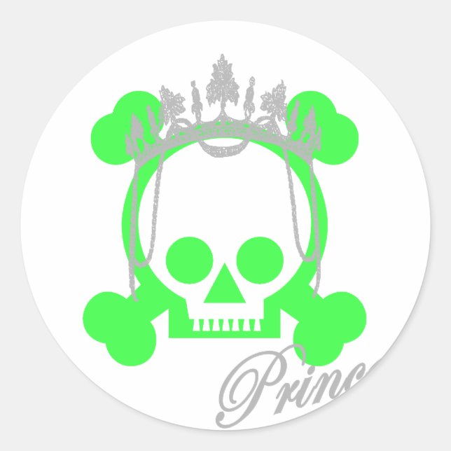 princess skull classic round sticker (Front)