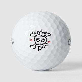 Princess skull with your initial golf balls