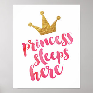 Princess sleeps here kids poster print