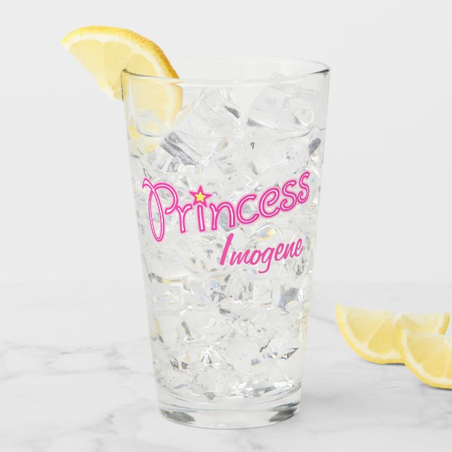 Princess star custom name pink graphic glass (Front Ice)