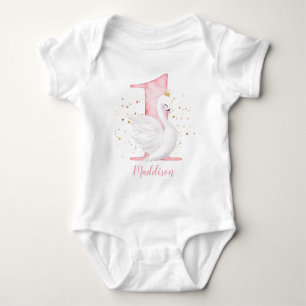 Princess Swan 1st Birthday Baby Bodysuit