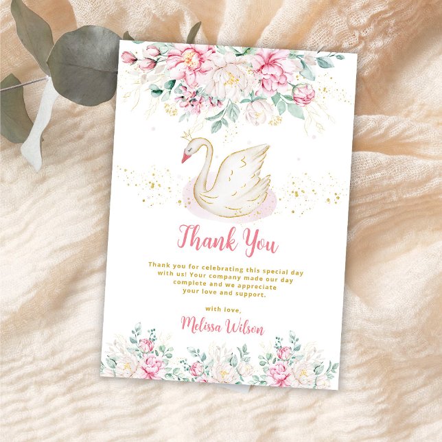 Princess Swan Baby Shower Thank You Card (Creator Uploaded)