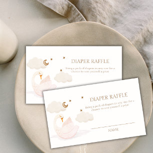 Princess Swan Moon Star Diaper Raffle Baby Shower Enclosure Card