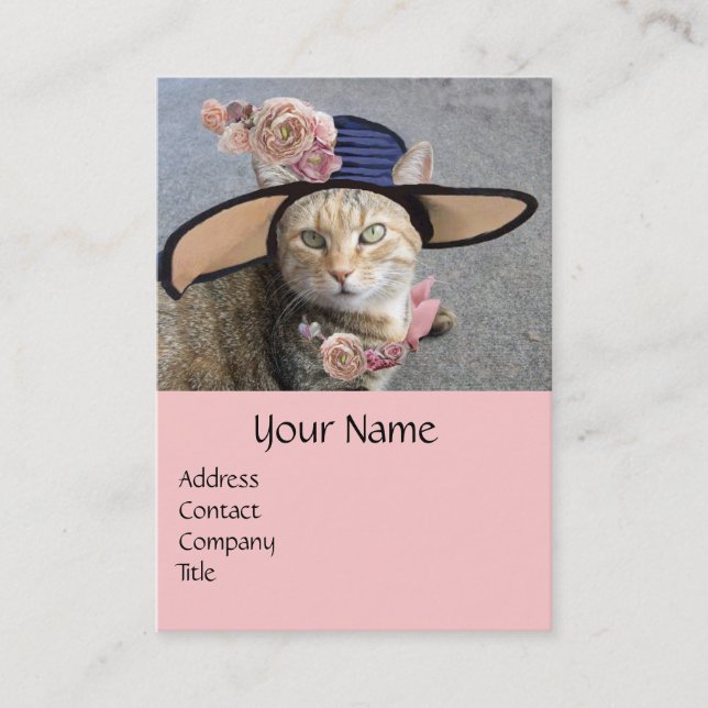 PRINCESS TATUS /ELEGANT CAT,BIG DIVA HAT AND ROSES BUSINESS CARD (Front)