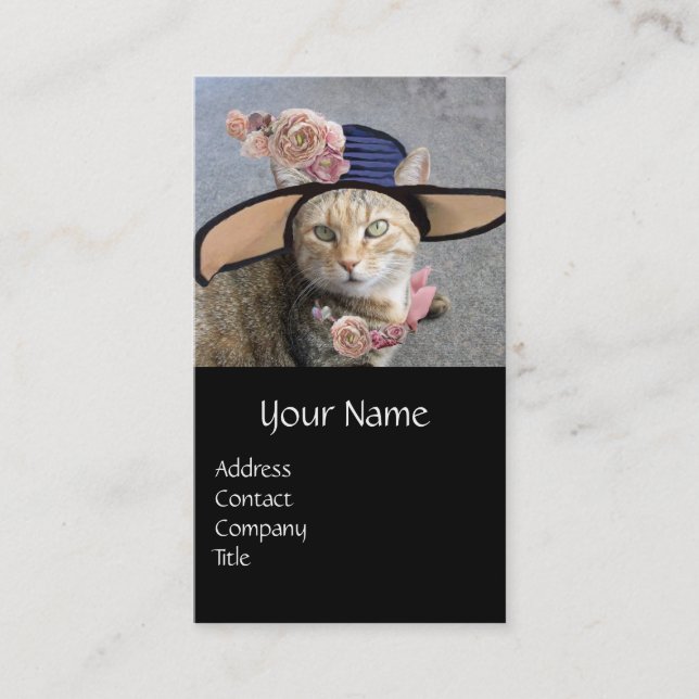 PRINCESS TATUS /ELEGANT CAT,BIG DIVA HAT AND ROSES BUSINESS CARD (Front)