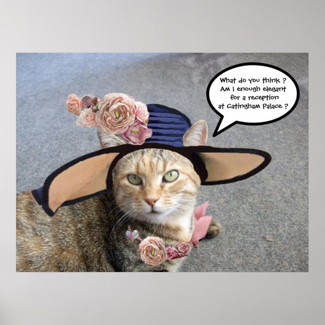 PRINCESS TATUS /ELEGANT CAT,BIG DIVA HAT AND ROSES POSTER (Front)