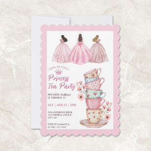 Princess Tea Party Whimsical Pink Watercolor  Invitation