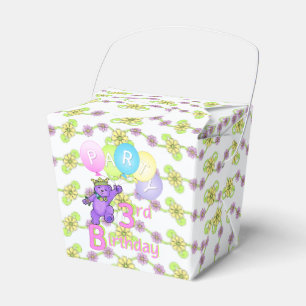 Princess Teddy Bear 3rd Birthday Party Custom Favour Box